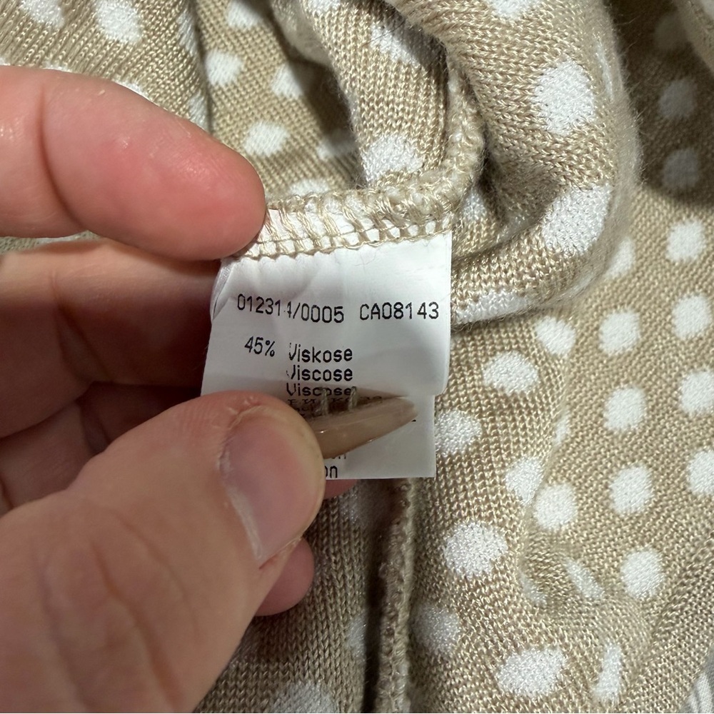 Lucia Cream and Tan Patterned Button-Up Long Sleeve Cardigan - Picture 7 of 9